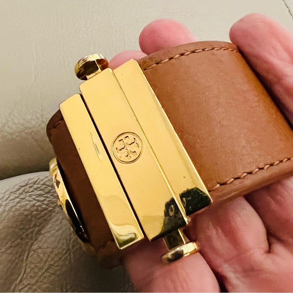 Tory Burch Gold and Tan World Travel Bracelet - Picture 2 of 4